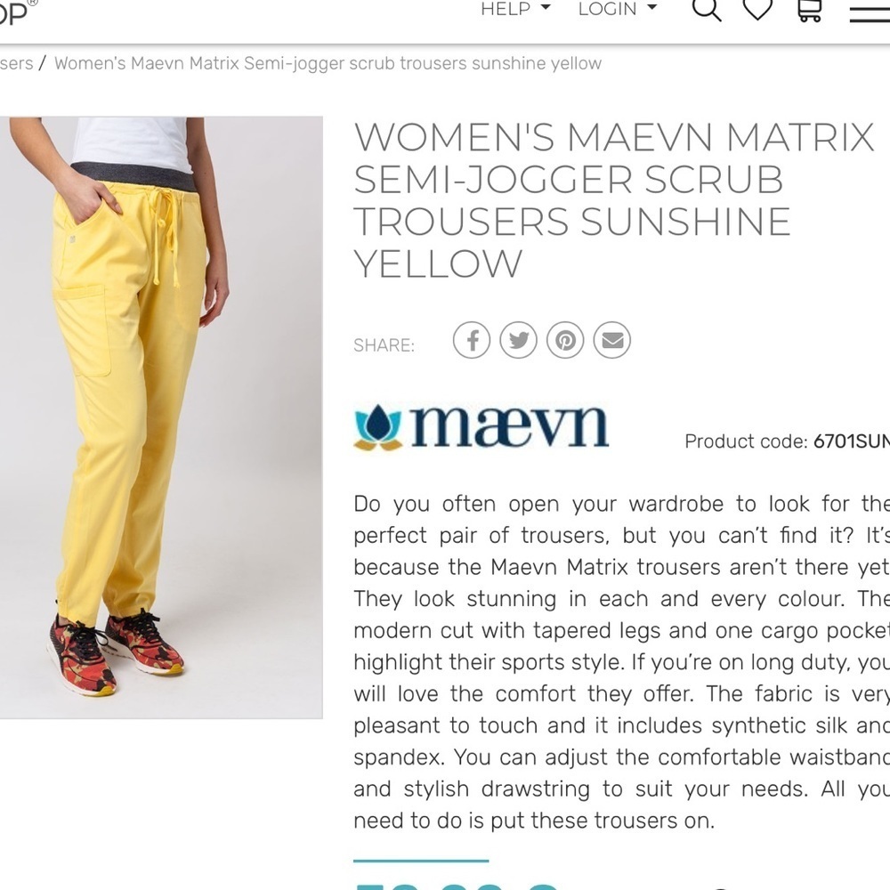 Matrix by Maeven semi jogger scrub trousers sunshine yellow Woman’s 3X - Picture 9 of 13